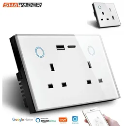 WiFi Smart Tuya USB Type C Wall Socket UK Plug Outlet 13A Power Touch Switch Wireless Energy Monitoring av Alexa Home 240228