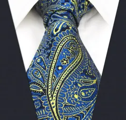 E13 Blue Yellow Paisley Silk Mens Necktie Wedding Classic Ties for male Classic Novelty Extra long size1797290