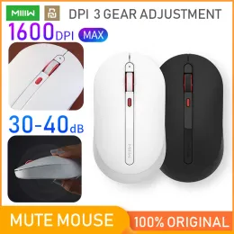 Möss MIIIW Trådlös mus 2.4 GHz 1000DPI Mini Optisk Mute Gaming Mouse för hemmakontor Nonslip Texture Fullt Symmetrisk design