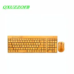 Keyboards Bamboo Keyboard Mouse Wireless Combo Set For Laptop PC Office USB Plug And Play,Natural Mice Keyboard Novelty Highend Gifts