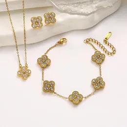 Designer four-leaf clover jewelry set classic fashion glamour designer jewelry jewelry Gold earrings bracelet necklace elegant high quality wedding party gift