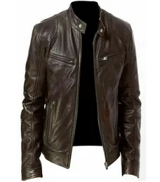 Winter Warm Genuine BlackBrown Leather Jacket Fashion Men Slim Fit Biker Motorcycle Stand Collar Slim Zip Jacket3474409