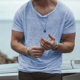Camiseta masculina casual homem baggy básico camiseta cor sólida manga curta o pescoço pullovers verão fino camisetas camisa para roupas masculinas