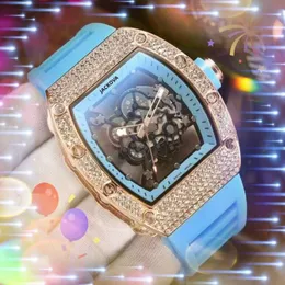 Montre De Luxe кварцевые модные мужские женские часы с автоматической датой и полым скелетом с бриллиантами, кольцо, часы, резиновый ремень, знаменитый логотип, мужские подарки267d