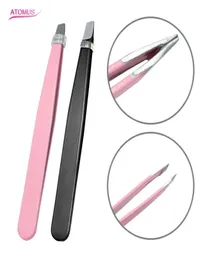 Lady Eyelash Penoculation 또는 Eyebrow Tweezers 헤어 제거 스테인리스 스틸 뷰티 경사 팁 클립 메이크업 도구 블랙 및 Pink6299022