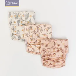 Elinfant Recycled Fabric 3PCS Set Suede Cloth Baby Cloth Diaper With 6PCS Bamboo Terry Absorbents Cloth Diaper 240229