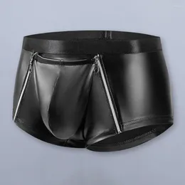 Men's Shorts Breathable Underwear Comfortable Briefs Double Zipper Sexy Mid-rise With Bulge Pouch For A