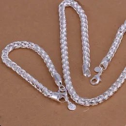 고급 925 Sterling Silver Ed Ring Piece -Men Jewelry Set DFMSS059 새로운 공장 Direct 925 Silver Necklace Bracelet263o