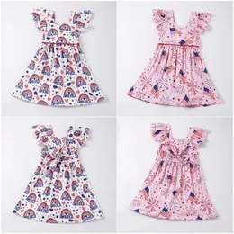 Girl Dresses Exclusive Girlymax Independence Day 4th Of July Baby Girls Boutique Clothes Milk Silk Star Dress Ruffles