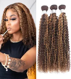 IShow wefts Loose Deep Highlight 427 Ombre Color Brown Human Hair Bundles 828inch Brasilianska kroppsvåg lockigt peruansk virgn Exten3115278