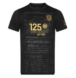 24 25 Eintracht Frankfurt 125 Ano Aniversário Kit DFB POKAL FINAL Kit Futebol Jerseys 2024 2025 RODE ACHE Camisa de Futebol Uniforme 125º Preto Ouro S-4XL