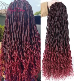 18inch Crochet Goddess Locs synthetic Hair Extensions Faux Locs Curly Crochet Braids Ombre Kanekalon Braiding Hair Bohemian locks 2612782