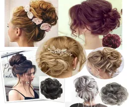 Elastik Chignon Saç parçası kıvırcık dağınık topuz Gri doğal chignon sentetik saç uzantısı şık ve trendy9630784