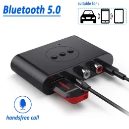 Alto-falantes Bluetooth 5.0 Receptor de áudio U Disk RCA 3.5mm 3.5 AUX Jack Adaptador sem fio de música estéreo com microfone para kit de carro Amplificador de alto-falante