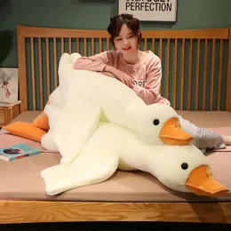 50190 cm Giant White Goose Plush Toys Soft Fyled Animal Big Duck Pillow Mycket stor soffa Cushion Girl Birthday Present 240223