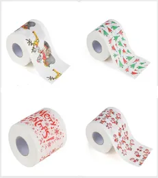 Frohe Weihnachten Toilettenpapier, kreative Druckmuster-Serie, Papierrolle, modisch, lustig, Neuheit, Geschenk, umweltfreundlich, tragbar, 3 ms, 1037490