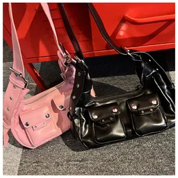 Jiaerdi Y2K Vintage Handväskor Kvinnor Spring High Street Pu Leather Underarm Bags Ladies Pocket Design Fashion Shoulder Bag 240223