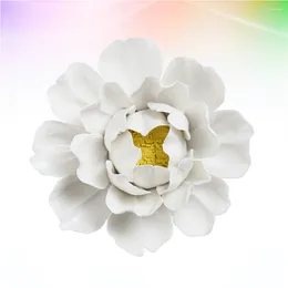 Wall Stickers Ceramic Flower 3D Hanging White Lotus Peony Ornament Gift Decor Pendant For Home Office
