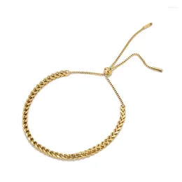 Länkarmband 3st 316l rostfritt stål enkel charm vete öronarmband runt pärla justerbar för kvinnor flickor guldpläterade smycken parti