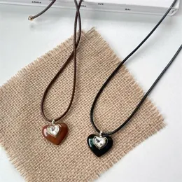 Pendant Necklaces Goth Wax Rope Heart Choker Necklace For Women Elegant Pull-out Type Adjustable Chain Trendy Jewelry Couple Cavicle