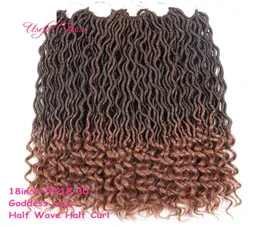 Ombre cor deusa locs cabelo marley trança extensões de cabelo navio 2021 moda 18 polegadas tranças de crochê meia onda meio encaracolado fo2427583