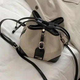 Evening Bags Xiuya Fashion Womens Shoulder Bag Korean Style Aesthetic Vintage Casual Small Bucket 2024 Literary Ladies Designer Handbag