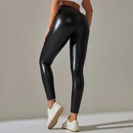 Kvinnor byxa lu anpassar kvinna hög svart pu byxa midja dräkt läder sexiga leggings byxor kvinnor tjocka stretch pantalon mujer jogger gry citron lady gry sport flickor