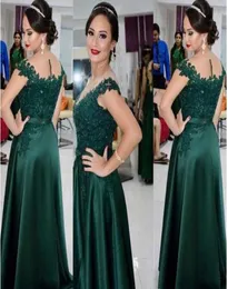 Stunning Emerald Green Mother Of The Bride Dresses Sheer Neck Beaded Lace Appliques Formal Groom Mother Wedding Guest Dress 2020 P5788441