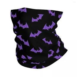 Bandanas mit niedlichen gruseligen Halloween-Fledermäusen, schwarz und lila, Bandana-Halstuch für Ski, Camping, Damen und Herren, Wickelschal, Sturmhaubenwärmer