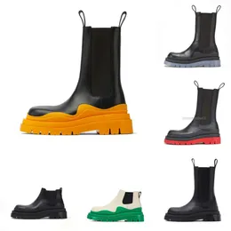 Högkvalitativ Bottega Boots Designer Bottega Shoes Womens Sneakers Tire Lug Sole Platform Chelsea Kontrast-Sole Leather Booties Winter Snow Men Kvinnor