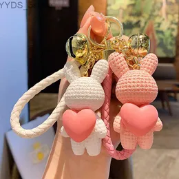 Keychains Lanyards Keychains Lanyards Fashion Style Ins Trend Knitted Heart Rabbit Decoration Jewelry Accessories Creative Holiday Gifts 240303