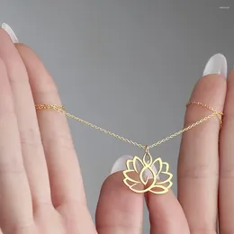 Kedjor damer rostfritt stål halsband elegant lotus hänge utsökt handgjorda hantverk födelsedagspresent för älskare