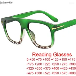 Solglasögon Fashion Square Women Reading Glasses T Brand Designer Anti Blue Light Green Leopard Eglasses Overdimensionerad dator