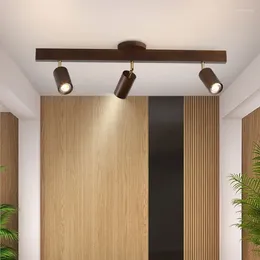 Chandeliers Wood Grain Led With Spotlight For Living Room Bedroom Ceiling Lights Lighting Decor Black Lustre Kitchen Fixture