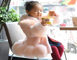新しいファッションの子供冬のコート女の子フェイクミンクファーフォックス厚い温かいオーバーコート2011065843735