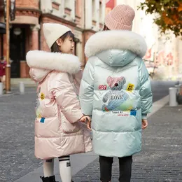 Down Coat 2024 Winter Girls Fashion Children's Cold-proof Warm Thick Pink Hooded Waterproof Duck
