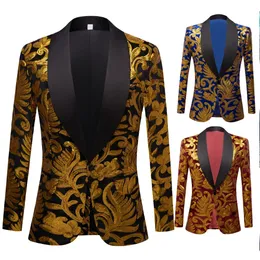 Mens Laser Sequin Fashion Shawl Lapel Royal Black Velvet Floral Shiny paljetter Blazers Wedding Groom Prom Singers Suit Jacket 240223