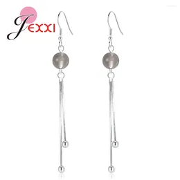 Dangle Earrings Fashion Women Clear Crystal Ear Jewelry 925 Sterling Silver Long Chain Drop Earring Korean Atmospheric Wholesale