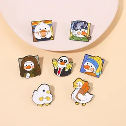 Brooches Cute Duck Enamel Brooch Pistol Dog Bandana Rabbit Stethoscope Three Head Fun Metal Badge Costume Lapel Pin Jewelry