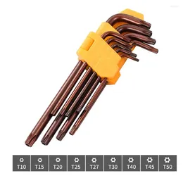 9pcs L Type Double-End Screwdriver Wrench Set Torx Star Head Spanner Alloy Steel Screwdrivers Hand Tools T10-T50