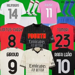 Ibrahimovic AC Milans Koche 23-24 4番目のキットGiroud R.Leao Bennacer Theo Romagnoli Florenzi Tonali Rebic 2023 2024フットボールシャツMaillot Adult Kids Kits