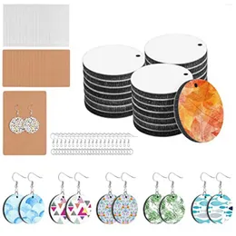 Dangle Earrings Sublimation Blank Round Sublimatable MDF With Earring Hooks Jump Rings Holder Cards Bags 30 Pairs