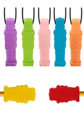 Robot Chewy Pendant Silicone Oral Sensory Chew Necklace Baby Teethers Robot Pencil Topper Teething Toy Buddy Sensory Chew Aid8424874