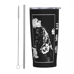 Tumblers jujutsu kaisen satoru gojo من الفولاذ المقاوم للصدأ من الفولاذ المقاوم للصدأ الأنبوب السحري بوي سيار أكواب القدح الحرارية مشروبات الحليب شاي زجاجة ماء