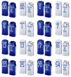 Personalizzato Italia stampato Maglie da basket EuroBasket 2022 Blu Casa Bianco Trasferta 13 Simone Fontecchio Marco Spissu 1 Nicolo Mannion 6 7439976