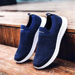 Stor storlek Men's Casual 142 Knitting Shoes Summer Sport Men Running Sports Sneakers Socks Brands Blue Trainers Walk D-424 S 116 S 948 5 S