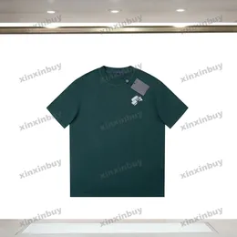 Xinxinbuy homens designer camiseta 2024 malha carta bordado pino denim manga curta algodão feminino azul preto verde vermelho S-4XL