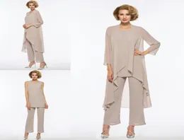 Plus -storlek Mor till bruden Pant Suit 3 -stycken Chiffon för strandbröllopsklänning Mor039s klänning Långa ärmar Billiga mödrar för5949747