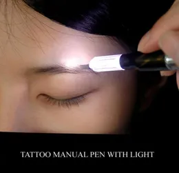 Professionell multifunktion Mikroblading Tattoo Manual Pen med LED för permanent smink Eyebrow Cosmetic Tattoo Accessories Hand T2301981