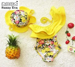 Sunny Eva One Piece Swimsuit Floral Swimming Suit For Children Barn Girl Bathing Suits kläder Barn Badkläder med simning Cap96865076182